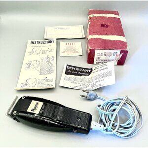 Vintage 1950s Raycine Clipper Gold Label 600 w/ Instructions Warranty Box Barber